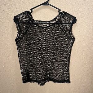 Mesh Black Crop Sleeve Top